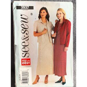 See & Sew 3937 Womens Dress & Jacket Sewing Pattern Size 14 16 18 - uncut 2000s
